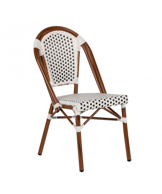 Καρέκλα Κήπου ArteLibre MUTARAZI Λευκό/Μαύρο Αλουμίνιο/Rattan 50x57x85cm