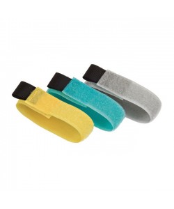 Δεματικό Hook+Loop Γκρι/Γαλάζιο/Κίτρινο 18cmx20mm Σετ 3Τμχ