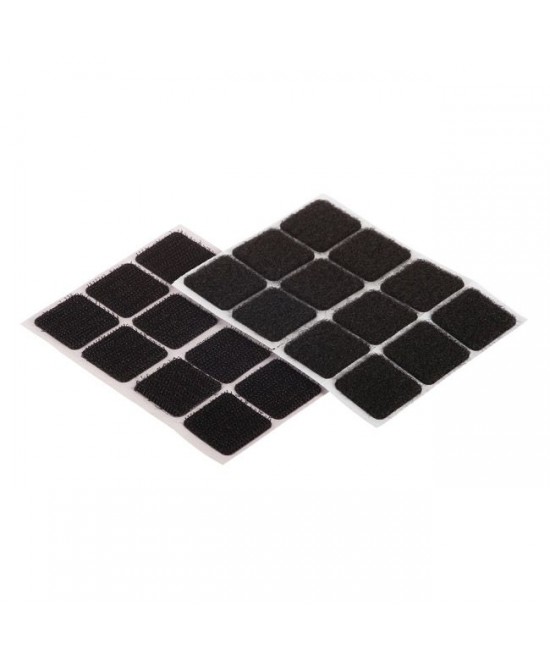 Επιφάνειες Hook+Loop Αυτοκόλλητο Μαύρο 25x25mm 12Σετ