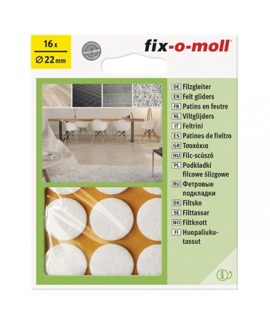 Τσοχάκια Συνθετικά Αυτoκόλλητα Λεία Δάπεδα Φ22mm 16Τμχ Λευκό