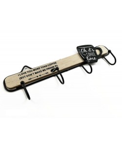 Κρεμάστρα Τοίχου 'I Love You More Than Coffee' 4 Θέσεων Μαύρο/Φυσικό Μέταλλο/Ξύλο 30x10cm Κρεμάστρα Τοίχου 'I Love You More Than Coffee' 4 Θέσεων Μαύρο/Φυσικό Μέταλλο/Ξύλο 30x10cm