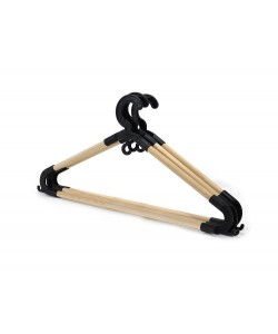Κρεμάστρα Ρούχων Φυσικό/Μαύρο Ξύλο/Πλαστικό 42x21cm Σετ 3Τμχ