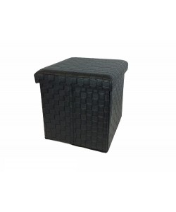 Σκαμπό Με Αποθηκευτικό Χώρο Μαύρο Δέρμα 38x38x38cm