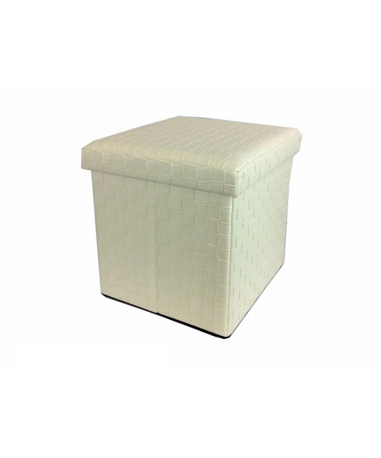 Σκαμπό Με Αποθηκευτικό Χώρο Μπεζ Δέρμα 38x38x38cm