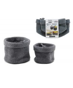 Καλάθι Γκρι Πλεκτό Φ15x12cm/Φ20x14cm Σετ 2Τμχ Καλάθι Γκρι Πλεκτό Φ15x12cm/Φ20x14cm Σετ 2Τμχ