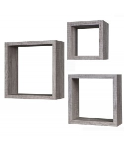 Σετ Ράφια Τοίχου Δρυς Μελαμίνη 15x15x9/20x20x9/25x25x9cm 3Τμχ