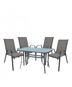 Σετ Τραπεζαρία Κήπου ArteLibre SUN Μέταλλο Γκρι Με 4 Πολυθρόνες