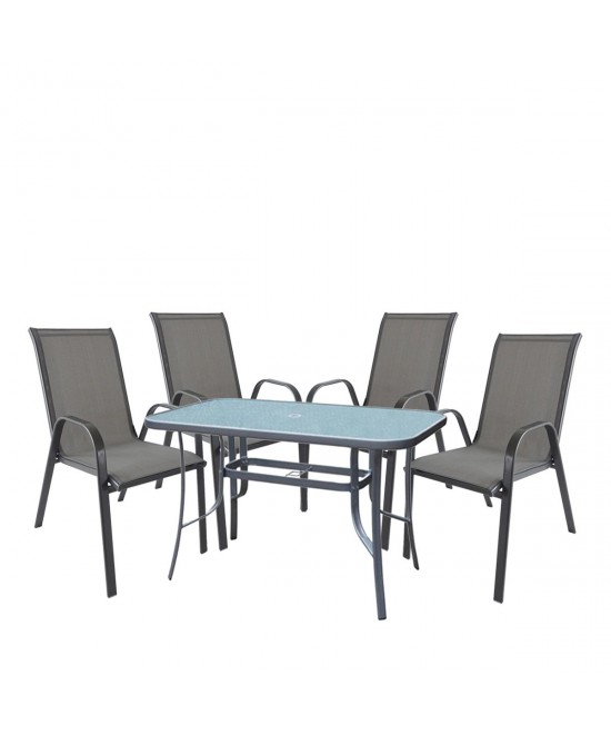 Σετ Τραπεζαρία Κήπου ArteLibre SUN Μέταλλο Γκρι Με 4 Πολυθρόνες
