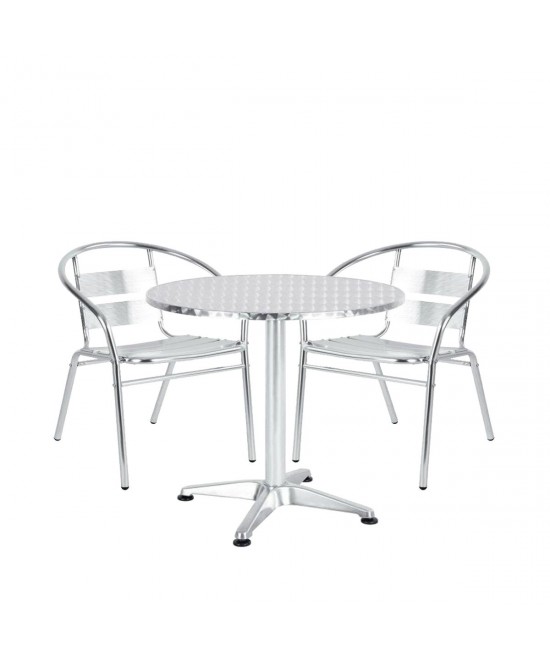 Σετ Τραπεζαρία Κήπου ArteLibre IO Αλουμίνιο Ασημί Με 2 Πολυθρόνες 14990094