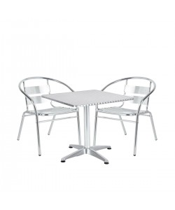 Σετ Τραπεζαρία Κήπου ArteLibre CALLISTO Αλουμίνιο Ασημί Με 2 Πολυθρόνες 14990102