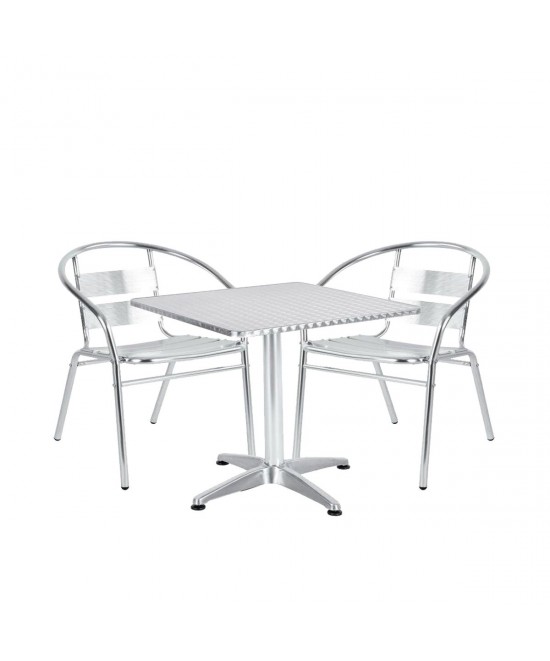 Σετ Τραπεζαρία Κήπου ArteLibre CALLISTO Αλουμίνιο Ασημί Με 2 Πολυθρόνες 14990102