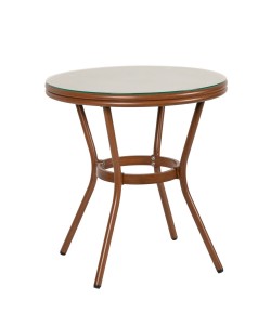 Τραπέζι Κήπου ArteLibre BURUNDI Μπαμπού Αλουμίνιο/Γυαλί Φ70x72cm