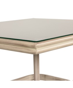 Τραπέζι Κήπου ArteLibre ANGOLA Λευκό Αντικέ Αλουμίνιο/Γυαλί 80x80x75cm