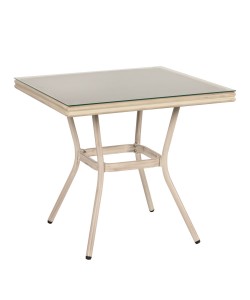 Τραπέζι Κήπου ArteLibre ANGOLA Λευκό Αντικέ Αλουμίνιο/Γυαλί 80x80x75cm