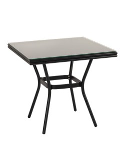 Τραπέζι Κήπου ArteLibre ANGOLA Μαύρο Αλουμίνιο/Γυαλί 80x80x75cm