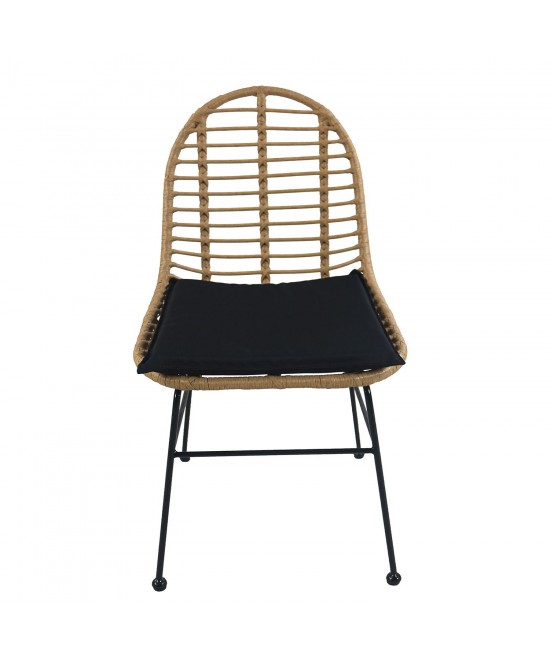Καρέκλα Κήπου ArteLibre ACCIUS Φυσικό/Μαύρο Μέταλλο/Rattan 49x56x84cm