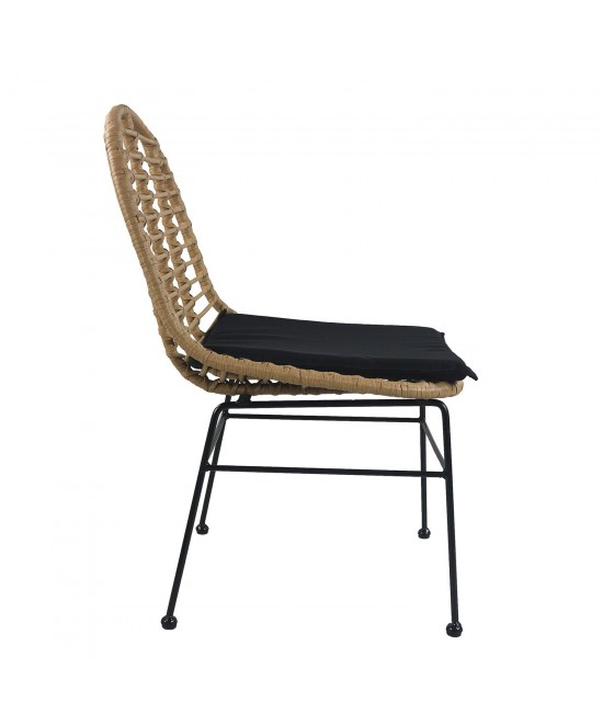 Καρέκλα Κήπου ArteLibre ACCIUS Φυσικό/Μαύρο Μέταλλο/Rattan 49x56x84cm