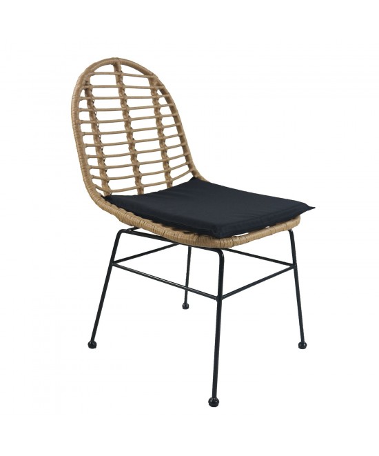 Καρέκλα Κήπου ArteLibre ACCIUS Φυσικό/Μαύρο Μέταλλο/Rattan 49x56x84cm