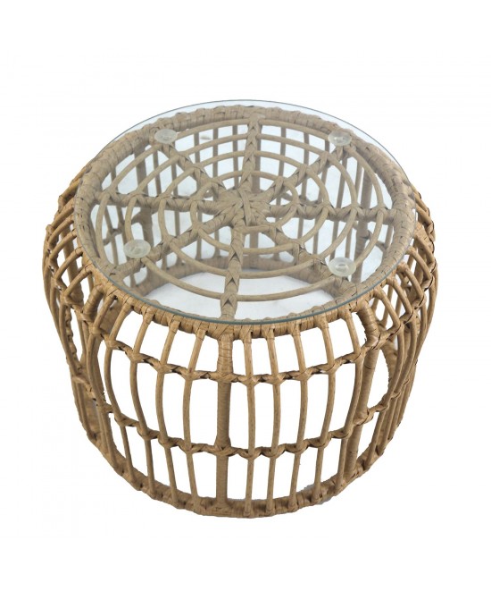 Τραπεζάκι Κήπου ArteLibre ALBIUS Φυσικό Rattan/Μέταλλο/Γυαλί Φ50x35cm Τραπεζάκι Κήπου ArteLibre ALBIUS Φυσικό Rattan/Μέταλλο/Γυαλί Φ50x35cm