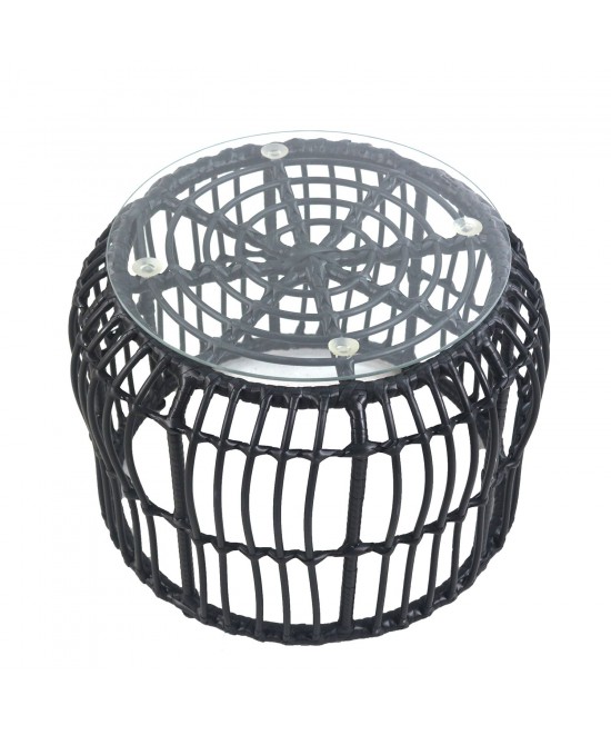 Τραπεζάκι Κήπου ArteLibre ALBIUS Μαύρο Rattan/Μέταλλο/Γυαλί Φ50x35cm Τραπεζάκι Κήπου ArteLibre ALBIUS Μαύρο Rattan/Μέταλλο/Γυαλί Φ50x35cm