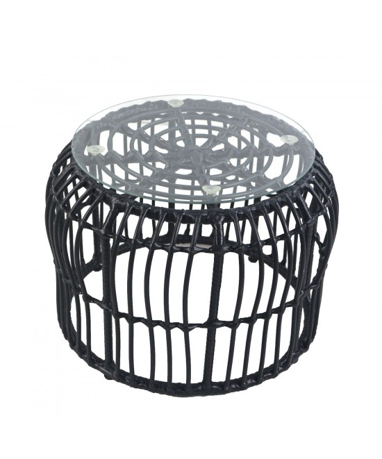 Τραπεζάκι Κήπου ArteLibre ALBIUS Μαύρο Rattan/Μέταλλο/Γυαλί Φ50x35cm Τραπεζάκι Κήπου ArteLibre ALBIUS Μαύρο Rattan/Μέταλλο/Γυαλί Φ50x35cm