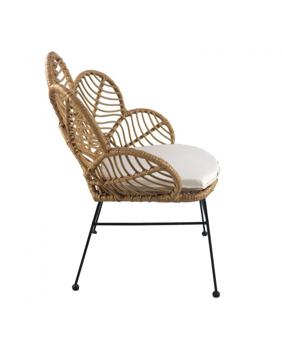 Καρέκλα Κήπου ArteLibre ALFIUS Φυσικό/Μαύρο Μέταλλο/Rattan 72x62x86cm