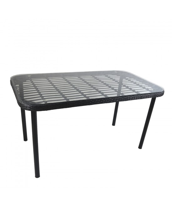 Τραπέζι Κήπου ArteLibre AMPIUS Μαύρο Μέταλλο/Rattan/Γυαλί 160x90x73cm Τραπέζι Κήπου ArteLibre AMPIUS Μαύρο Μέταλλο/Rattan/Γυαλί 160x90x73cm