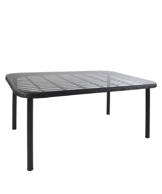 Τραπέζι Κήπου ArteLibre AMPIUS Μαύρο Μέταλλο/Rattan/Γυαλί 160x90x73cm Τραπέζι Κήπου ArteLibre AMPIUS Μαύρο Μέταλλο/Rattan/Γυαλί 160x90x73cm