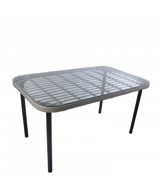 Τραπέζι Κήπου ArteLibre AMPLAS Γκρι/Μαύρο Μέταλλο/Rattan/Γυαλί 140x80x73cm Τραπέζι Κήπου ArteLibre AMPLAS Γκρι/Μαύρο Μέταλλο/Rattan/Γυαλί 140x80x73cm