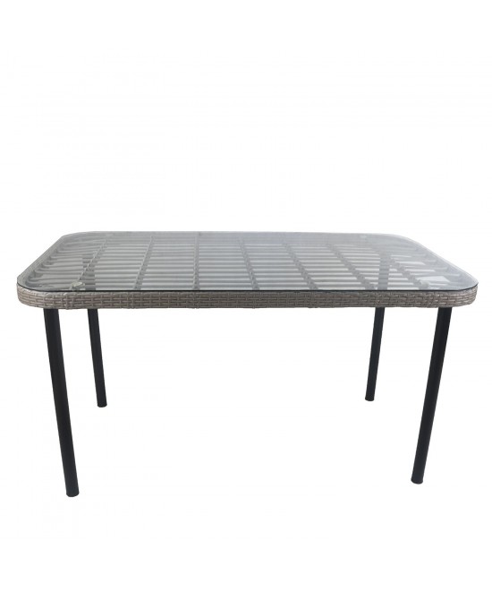 Τραπέζι Κήπου ArteLibre AMPLAS Γκρι/Μαύρο Μέταλλο/Rattan/Γυαλί 140x80x73cm Τραπέζι Κήπου ArteLibre AMPLAS Γκρι/Μαύρο Μέταλλο/Rattan/Γυαλί 140x80x73cm