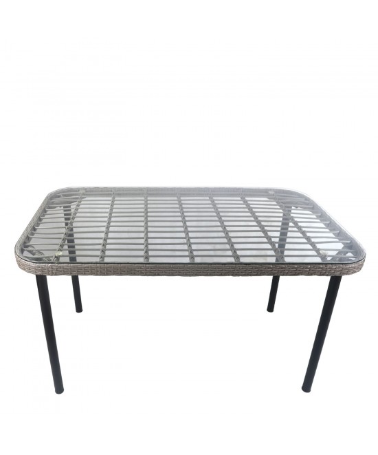 Τραπέζι Κήπου ArteLibre AMPLAS Γκρι/Μαύρο Μέταλλο/Rattan/Γυαλί 140x80x73cm Τραπέζι Κήπου ArteLibre AMPLAS Γκρι/Μαύρο Μέταλλο/Rattan/Γυαλί 140x80x73cm