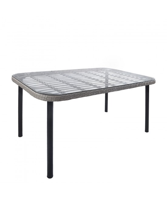 Τραπέζι Κήπου ArteLibre AMPLAS Γκρι/Μαύρο Μέταλλο/Rattan/Γυαλί 140x80x73cm Τραπέζι Κήπου ArteLibre AMPLAS Γκρι/Μαύρο Μέταλλο/Rattan/Γυαλί 140x80x73cm
