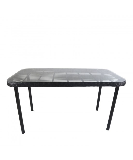 Τραπέζι Κήπου ArteLibre AMPLAS Μαύρο Μέταλλο/Rattan/Γυαλί 140x80x73cm Τραπέζι Κήπου ArteLibre AMPLAS Μαύρο Μέταλλο/Rattan/Γυαλί 140x80x73cm