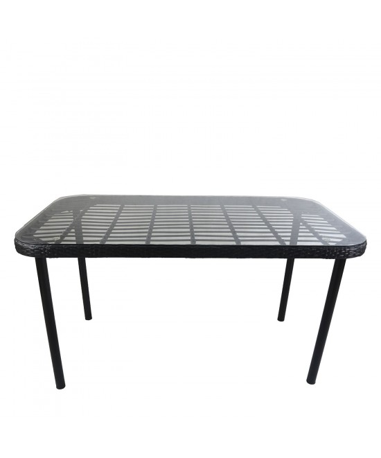 Τραπέζι Κήπου ArteLibre AMPLAS Μαύρο Μέταλλο/Rattan/Γυαλί 140x80x73cm Τραπέζι Κήπου ArteLibre AMPLAS Μαύρο Μέταλλο/Rattan/Γυαλί 140x80x73cm