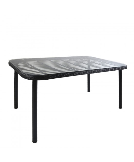 Τραπέζι Κήπου ArteLibre AMPLAS Μαύρο Μέταλλο/Rattan/Γυαλί 140x80x73cm Τραπέζι Κήπου ArteLibre AMPLAS Μαύρο Μέταλλο/Rattan/Γυαλί 140x80x73cm
