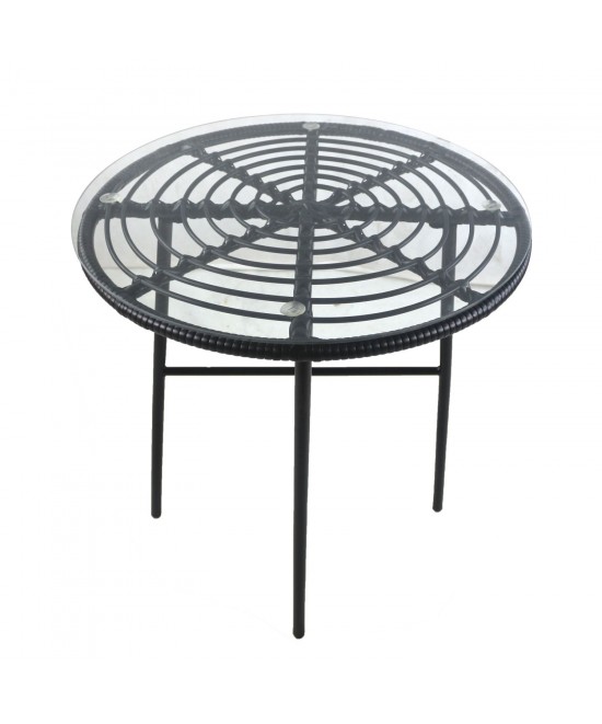 Τραπέζι Κήπου ArteLibre APPIUS Μαύρο Μέταλλο/Rattan/Γυαλί 70x70x74cm Τραπέζι Κήπου ArteLibre APPIUS Μαύρο Μέταλλο/Rattan/Γυαλί 70x70x74cm