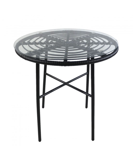 Τραπέζι Κήπου ArteLibre APPIUS Μαύρο Μέταλλο/Rattan/Γυαλί 70x70x74cm Τραπέζι Κήπου ArteLibre APPIUS Μαύρο Μέταλλο/Rattan/Γυαλί 70x70x74cm