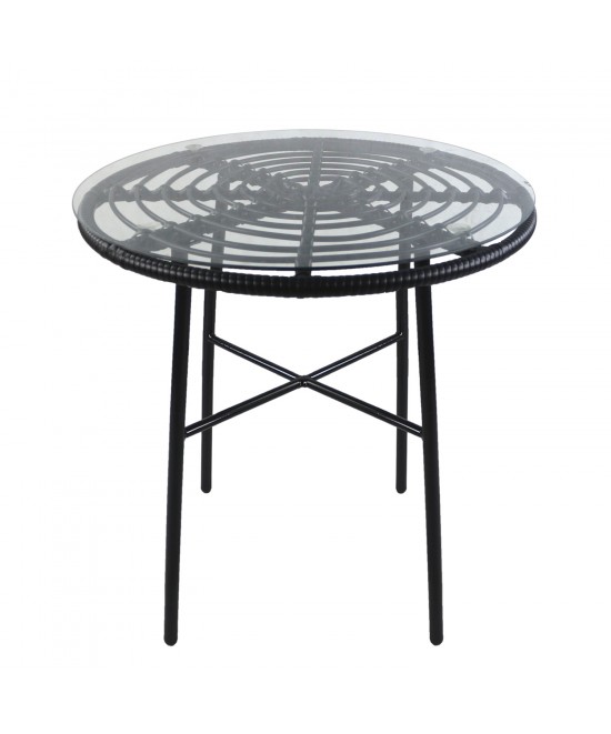 Τραπέζι Κήπου ArteLibre APPIUS Μαύρο Μέταλλο/Rattan/Γυαλί 70x70x74cm Τραπέζι Κήπου ArteLibre APPIUS Μαύρο Μέταλλο/Rattan/Γυαλί 70x70x74cm