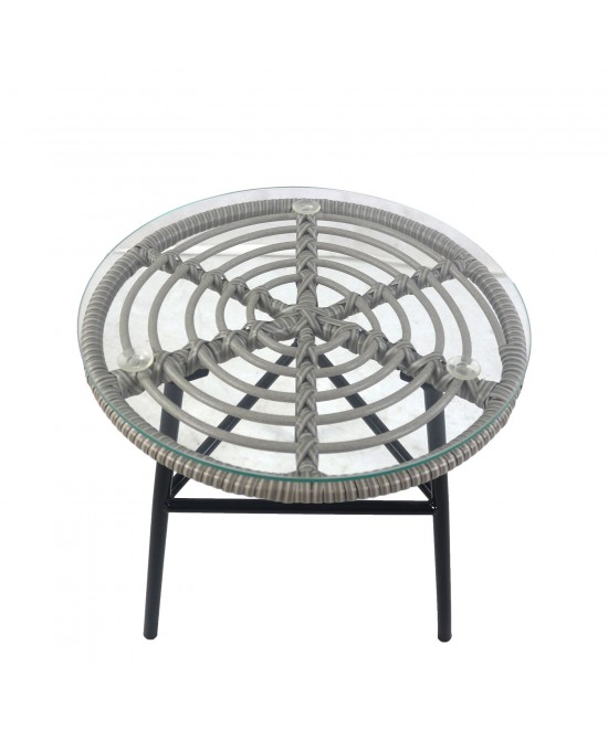 Τραπέζι Κήπου ArteLibre ARELLIUS Γκρι/Μαύρο Μέταλλο/Rattan/Γυαλί 45x45x46cm Τραπέζι Κήπου ArteLibre ARELLIUS Γκρι/Μαύρο Μέταλλο/Rattan/Γυαλί 45x45x46cm