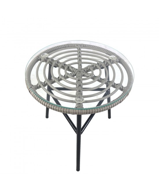 Τραπέζι Κήπου ArteLibre ARELLIUS Γκρι/Μαύρο Μέταλλο/Rattan/Γυαλί 45x45x46cm Τραπέζι Κήπου ArteLibre ARELLIUS Γκρι/Μαύρο Μέταλλο/Rattan/Γυαλί 45x45x46cm