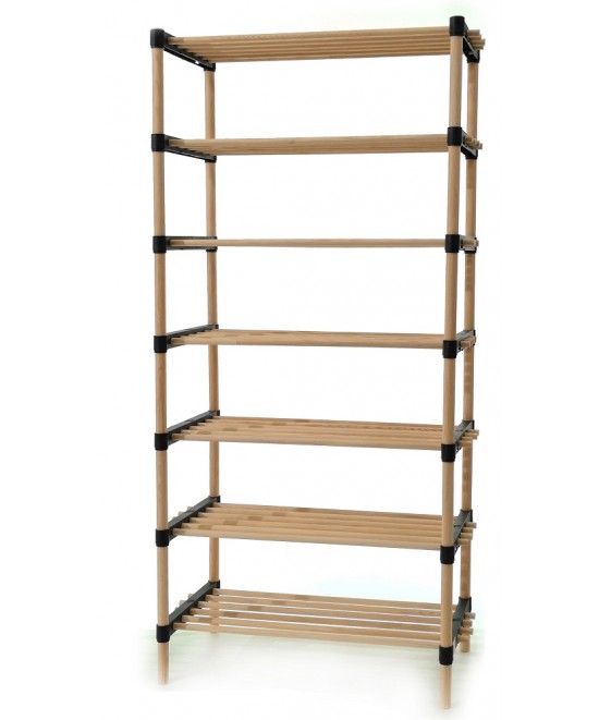 Ραφιέρα 7 Ράφια Φυσικό Ξύλο 56x29x115cm