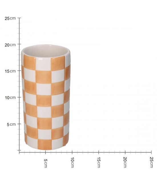 Βάζο ArteLibre Σκακιέρα Πορτοκαλί Δολομίτης 10.2x10.2x20.3cm Βάζο ArteLibre Σκακιέρα Πορτοκαλί Δολομίτης 10.2x10.2x20.3cm