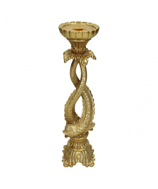 Κηροπήγιο ArteLibre Ψάρι Χρυσό Polyresin 10.5x10.5x27cm