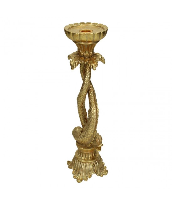 Κηροπήγιο ArteLibre Ψάρι Χρυσό Polyresin 10.5x10.5x27cm