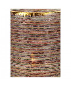 Κηροπήγιο ArteLibre Κορδέλα Πολύχρωμο Γυαλί 12x12x15cm