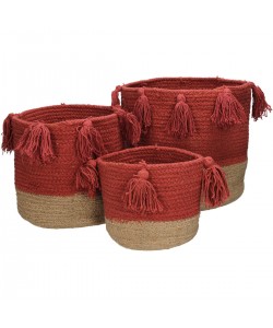 Καλάθι ArteLibre Κοραλί Βαμβακερό 25x25x25cm Σετ 3Τμχ