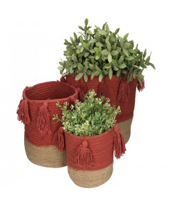 Καλάθι ArteLibre Κοραλί Βαμβακερό 25x25x25cm Σετ 3Τμχ