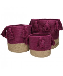 Καλάθι ArteLibre Μοβ Βαμβακερό 25x25x25cm Σετ 3Τμχ