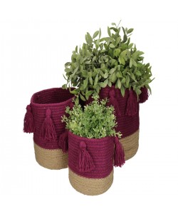 Καλάθι ArteLibre Μοβ Βαμβακερό 25x25x25cm Σετ 3Τμχ