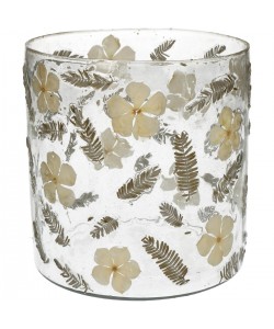 Κηροπήγιο ArteLibre Αποξηραμένα Λουλούδια Διάφανο Γυαλί 15x15x15cm